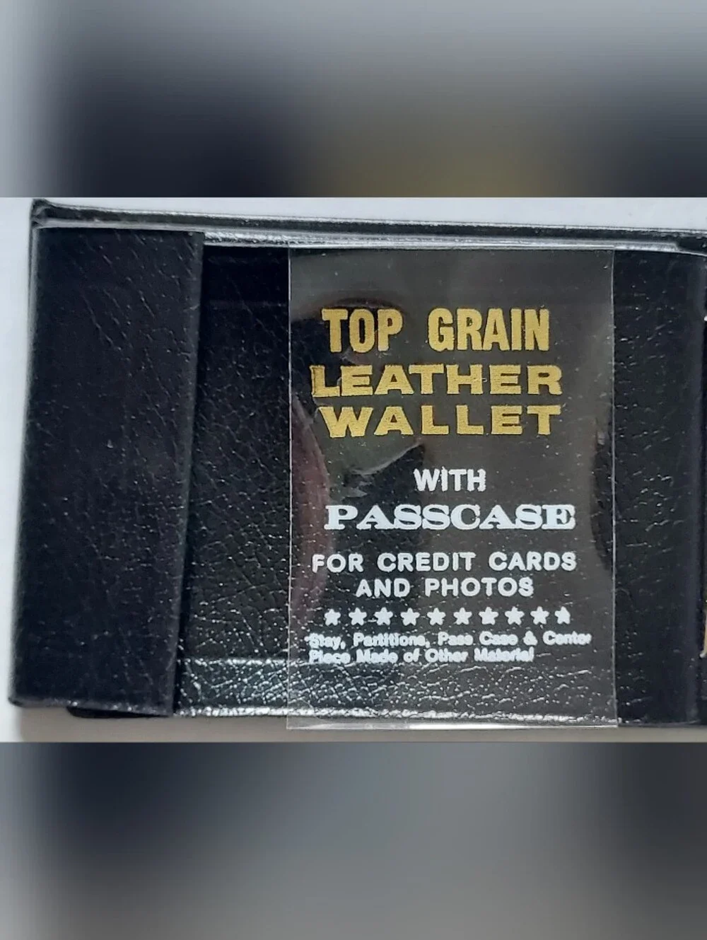 Vintage Men's Black Top Grain Leather Wallet NOS